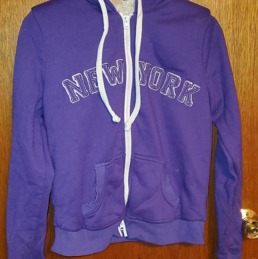Purple zip up fuzzy hoodie